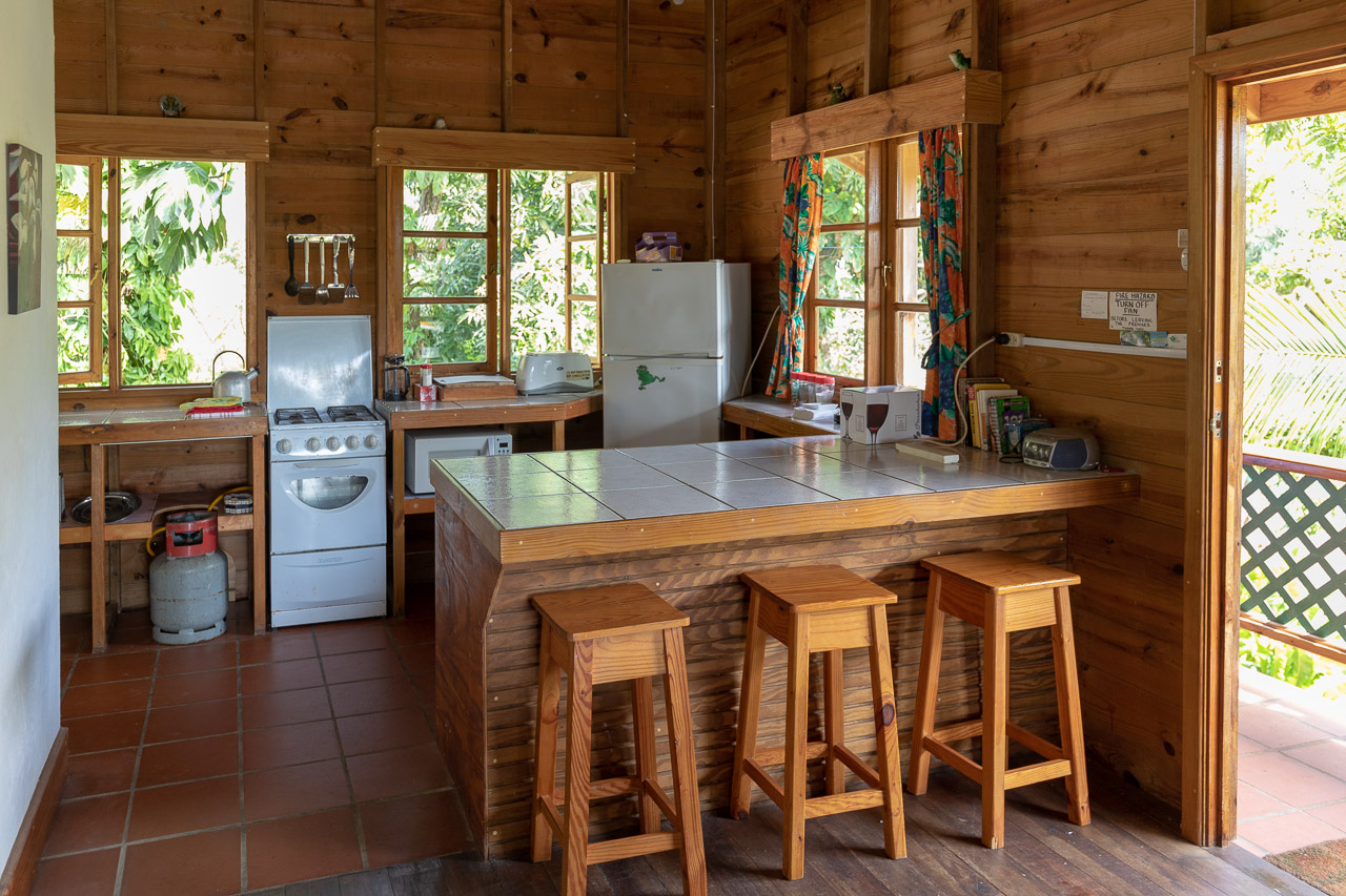 Toad Heights at Castara Villas: the kitchen and dining area