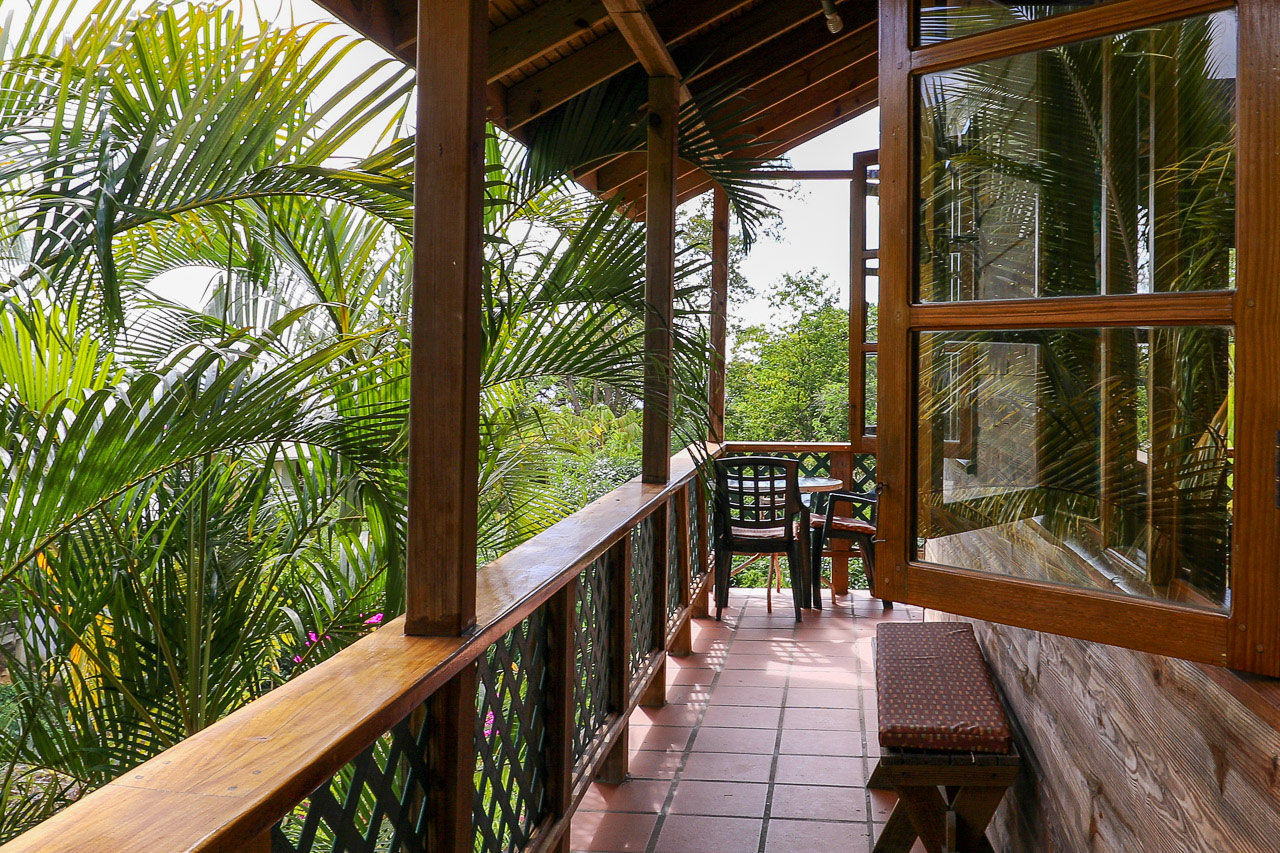 Toad Heights at Castara Villas: the front balcony